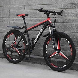 MSM Bici MSM Alto-Carbonio Steelhardtail Mountain Bike, 26 Pollici Uomini's Mountain Bike, Bicicletta da Montagna con Sospensione Anteriore Sedile Regolabile, Città Bike Nero / Rosso - 6 Spoke 27 velocità