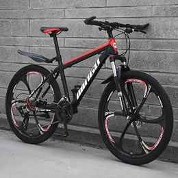 MSM Mountain Bike MSM Alto-Carbonio Steelhardtail Mountain Bike, 26 Pollici Uomini's Mountain Bike, Bicicletta da Montagna con Sospensione Anteriore Sedile Regolabile, Città Bike Nero / Rosso - 6 Spoke 30 velocità