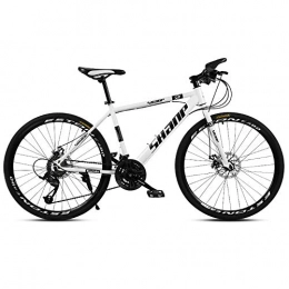 MTCTK Bici MTCTK Mountain Bike per Adulti, Bici VTT da 26 Pollici per Bici da Strada, Bici con Freno a Disco per Fuoristrada Integrata in Acciaio al Carbonio per Uomo e Donna, White, 21Speed