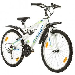 Multibrand Distribution Mountain Bike Multibrand, PROBIKE SPEED 24, 24 pollici, 330mm, FSP Mountain Bike, 18 velocità, Unisex, Set parafango, Nero Opaco (Bianco + Parafango, 24 pollici)