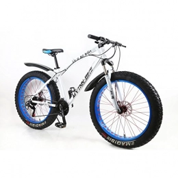 MYTNN Mountain Bike MYTNN Fatbike 26 pollici 21 marce Shimano Fat Tyre 2020 Mountain Bike 47 cm RH Snow Bike Fat Bike, Telaio bianco / cerchioni blu., 26 pollici