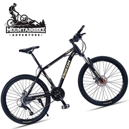 NENGGE Mountain Bike NENGGE Hardtail Bicicletta Mountain Bike 26 Pollici per Adulti Uomo Donna, Bicicletta da Montagna con Sospensioni Anteriori, Freni a Disco & Acciaio Alto Tenore Carbonio, Black Gold, 24 Speed