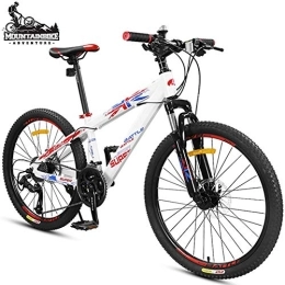 NENGGE Mountain Bike NENGGE Leggero Mountain Bike con Sospensioni Anteriori & Freni a Disco per Adulti Uomo Donna, Lega di Alluminio Mountain Biciclette, Unisex Bicicletta da Montagna, Bianca, 24 inch 27 Speed