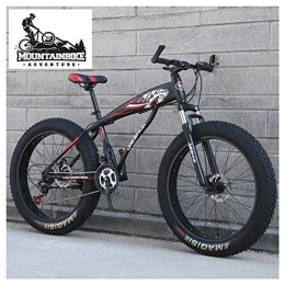 NENGGE Mountain Bike NENGGE Pneumatico Grasso Bicicletta Mountain Bike con Sospensioni Anteriori per Adulti Uomo Donna, Doppia Freni a Disco Fat Bike da Montagna, Acciaio Alto Tenore Carbonio, Black1, 24 inch 27 Speed