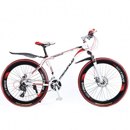 NZKW Bici NZKW 26 Pollici in Lega di Alluminio, 27 velocità, 40 Razze, Mountain Bike, Freno a Doppio Disco, Ammortizzatore, Bici da Cross Country a velocità variabile, Bianco Rosso, 26 Pollici