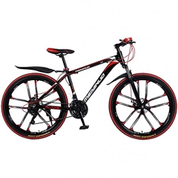 NZKW Bici NZKW 26 Pollici in Lega di Alluminio 27 velocità a 10 Razze a Una Ruota Mountain Dual-Disc Brake Ammortizzatore Bicicletta da Cross a velocità variabile, Nero Rosso, 26 Pollici