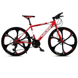 RSJK Mountain Bike RSJK Adult Mountain Bike Cross Country Speed Racing 24" 30 Speed System Dual Disc Brake One Wheel Black@6 coltelli Rossi_30 velocit 24 Pollici [135-165 cm