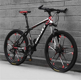 Tbagem-Yjr Mountain Bike Tbagem-Yjr Acciaio Alto Tenore di Carbonio MTB della Bicicletta, 26 Pollici, Freni A Disco Doppio Sport Tempo (Color : Black Red, Size : 24 Speed)