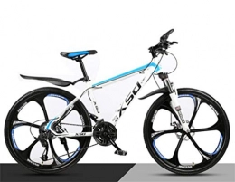 Tbagem-Yjr Mountain Bike Tbagem-Yjr Mountain Bike Alta-Acciaio al Carbonio 26 Pollici A Razze Ruota Doppia Sospensione, Mens MTB (Color : White Blue, Size : 21 Speed)