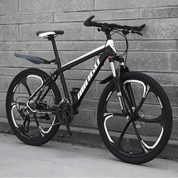 TOPYL Mountain Bike Uomo Mountain Bike, 24 Pollici Hardtail Bici MTB, Freno A Doppio Disco Telaio in Alluminio, Bicicletta da Montagna con Sospensione Anteriore E Sedile Regolabile Nero Bianco - 6 Spoke 27 velocità