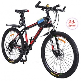 W&TT Bici W&TT Mountain Bike 21 velocit Dual Disc Freni Bicicletta con Ammortizzatore Anteriore Forcella Adulti Alta Carbonio Mountain Bike 26 Pollici, Black, 26Inch