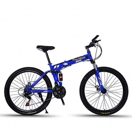 W&TT Bici W&TT Pieghevole Mountain Bike 21 / 24 / 27 velocit Disco Freno off-Road Bike 26 Pollici Adulti in Lega di magnesio Ruote Biciclette con Doppio Ammortizzatore, Blue4, 24S