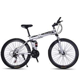 W&TT Mountain Bike W&TT Pieghevole Mountain Bike 21 / 24 / 27 velocit Disco Freno off-Road Bike 26 Pollici Adulti in Lega di magnesio Ruote Biciclette con Doppio Ammortizzatore, White4, 24S