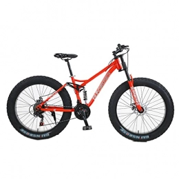 WANYE Bici WANYE Mountain Bike da Uomo con Pneumatici Grassi, Ruote da 26 Pollici, Pneumatici Larghi da 4 Pollici, 7 velocità, Telaio in Acciaio, Freni Anteriori E Posteriori, Colori Red-Spoke Wheel