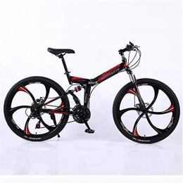 WLMGWRXB 24 velocità Doppia Sospensione I Freni a Disco piegano Lo Studente Mountain Bike da 24/26 Pollici,Nero,26inch