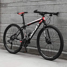 WYZQ Mountain Bike Versione Alta, da 24 Pollici Strada Bicicletta da Corsa per Uomini E Donne, Ad Alta Acciaio al Carbonio Duro Coda Telaio, Meccanica Freno A Disco,Black Red,24 Speed