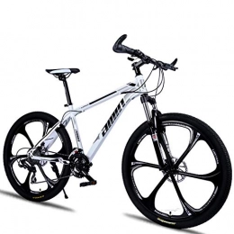 XIGE Mountain Bike XIGE Mountain Bike per Adulti da 24 / 26 Pollici con Doppio Freno a Disco, 6 Ruote di Taglio MTB, Telaio in Acciaio al Carbonio Addensato Maschio E Femmina Bicicletta da Trekking-white-24inch