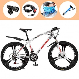 ZLMI Mountain Bike ZLMI 27-velocità Adulto Bici Fuoristrada, Mountain Bike, 26 Pollici Ruota Doppio Disco Freno Assorbimento degli Urti, Bici Pieghevole A Doppia Sospensione da 27 velocità Unisex, Bianca