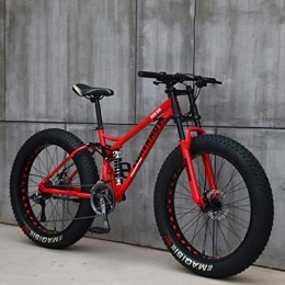 ZXCVB Bici ZXCVB 24 / 26 Pollici Mountain Bike MTB Hardtail 4.0 Fat Tire Bike Beach Snow Mountain Bike Uomini E Donne, Red-24inch / 21speed