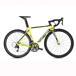 BIU Bicicleta Bicicleta De Carretera, Fibra De Carbono 16-Road Road Racing Bend Handle Sniper2.0 Bicicletas para Hombres Y Mujeres, 700C Double V Brake Bicycle, Amarillo, 50 cm