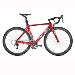 BIU Bicicletas de carretera Bicicleta De Carretera, Fibra De Carbono 16-Road Road Racing Bend Handle Sniper2.0 Bicicletas para Hombres Y Mujeres, 700C Double V Brake Bicycle, Rojo, 46 cm