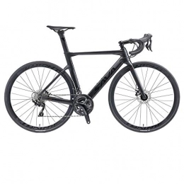 SAVADECK Bicicleta SAVADECK Bicicleta de Carretera Fibra de Carbono con Freno de Disco 700C con Juego de Ruedas de Carbono Shimano 105 R7020 22 gearset (Negro, 51cm)