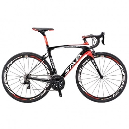 SAVADECK Bicicletas de carretera SAVADECK HERD6.0 700C Bicicleta de Carretera de Fibra de Carbono Shimano 105 R7000 22S Sistema de transmisin Michelin Neumtico Fizi:k Silln (Negro Rojo, 48)