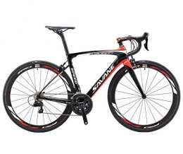 SAVADECK Bicicleta SAVADECK HERD6.0 700C Bicicleta de Carretera de Fibra de Carbono Shimano 105 R7000 22S Sistema de transmisión Michelin Neumático Fizi:k Sillín (Negro Rojo, 48)