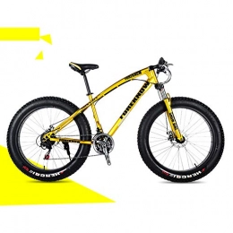 Hadishi Bicicletas de montaña Antideslizante Fat Tire Bicicletas De Montaña, Montaña De Doble Suspensión 24-Pulgadas Bicicleta De Montaña De Acero De Alto Carbono, Velocidad Variable Bicicleta De Hombres Mujeres, Oro, 27 speed