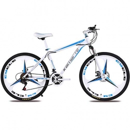 WEHOLY Bicicleta Bicicleta Bicicleta de montaña, 24 pulgadas Rueda de tres cuchillas Acero al carbono alto Unisex Amortiguación todoterreno Suspensión doble Frenos de disco de bicicleta de montaña, Azul, 21 veloc