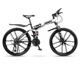 Dsrgwe Bicicletas de montaña Bicicleta de Montaa, Bicicleta de montaña, marco plegable de acero al carbono Rgidas bicicletas, suspensin completa y doble freno de disco, ruedas de 26 pulgadas ( Color : White , Size : 21 Speed )