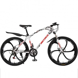 WGYEREAM Bicicletas de montaña Bicicleta de Montaa, Bicicletas de montaña de acero al carbono de 26" Barranco de bicicletas con suspensin de doble disco de freno delantero, 21 / 24 / 27 velocidades ( Color : White , Size : 21 Speed )