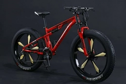 通用 Bicicletas de montaña Bicicleta de montaña 360Home Fatbike de 24 a 26 pulgadas, con suspensión completa, rueda dentada grande, radios de cinco dientes (26 pulgadas, 24 marchas), color rojo