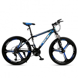 Chengke Yipin Bicicleta Bicicleta de montaña al aire libre Bicicleta de estudiante 24 pulgadas Una rueda Horquilla delantera de resorte Marco de acero de alto carbono Frenos de doble disco-Negro y azul_27 velocidades