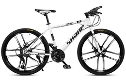 FENGCHENG Bicicletas de montaña Bicicleta de montaña, bicicleta de montaña, freno de doble disco, marco de acero de alto contenido en carbono, 27 velocidades, Yellow 3 Spoke, color 21 Speed, tamaño Black 10 Spoke