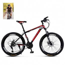 GOLDGOD Bicicleta Bicicleta De Montaña, Bicicleta De Montaña Rígida De Suspensión Total Con Tres Opciones De 21 / 24 / 27 Velocidades Bicicleta De Frenos De Disco Doble De Acero Al Carbono De 26 Pulgadas, Black red, 27 speed