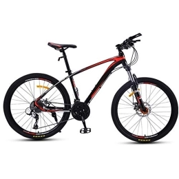 Relaxbx Bicicletas de montaña Bicicleta de montaña para Adultos Freno de Disco Doble de 30 velocidades Marco de aleación de Aluminio Ligero Horquilla de suspensión Rueda de 27.5 Pulgadas Negro + Rojo