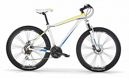 MBM Bicicletas de montaña Bicicleta MBM 227 de aluminio, suspensión delantera, 27.5", 17 velocidades, frenos de disco opcionales (Blanco Mate / Azul Neon con Frenos de disco, 40)