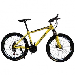 WEHOLY Bicicleta Bicicleta para hombre 'Mountain Bike, cuadro de acero de 17', horquilla de suspensión delantera con unidad de amortiguador trasero de 21 / 24 / 27 / 30 velocidades totalmente ajustable, amarillo, 24 ve