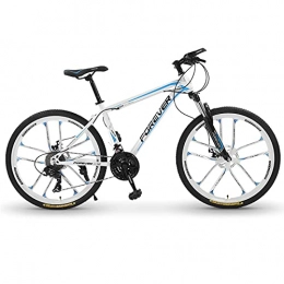 LZHi1 Bicicletas de montaña Bicicletas de Montaña Bicicleta De Montaña De 26 Pulgadas Y 24 Velocidades Para Hombres Y Mujeres, Bicicletas De Montaña Con Horquilla De Suspensión, Bicicleta Urbana De Paseo Con Dob(Color:blanco azul)