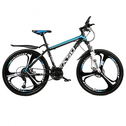 LZHi1 Bicicletas de montaña Bicicletas de Montaña Bicicleta de montaña de 26 pulgadas y 27 velocidades con doble freno de disco Bicicletas de montaña con suspensión delantera Cuadro de acero con alto contenid(Color:Azul negro)