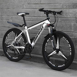 GOLDGOD Bicicleta Bicicletas De Montaña Para Hombres, Bicicleta De Montaña 21 Velocidades Con Asiento Ajustable Bicicleta De Campo MTB Con Suspensión Delantera Acero Con Contenido De Carbono 26 Pulgadas, White black