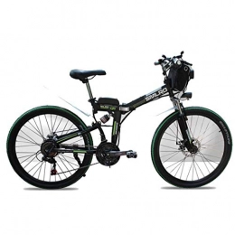 Dapang Bicicleta Dapang Bicicleta de montaña elctrica de 48 voltios, Bicicleta elctrica Plegable de 26 Pulgadas con Ruedas de radios de llanta de 4.0", suspensin Total Premium, Black