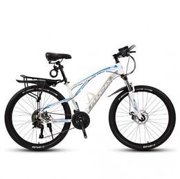 DGAGD Bicicleta DGAGD Bicicleta de montaña de 24 Pulgadas Adaptada a Ruedas de radios para Bicicletas jóvenes-Blanco Azul_27 velocidades