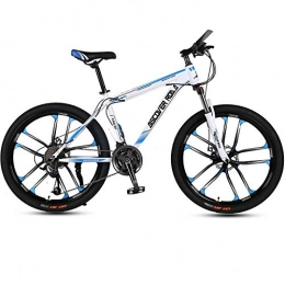 DGAGD Bicicletas de montaña DGAGD Bicicleta de montaña de 24 Pulgadas Bicicleta de Velocidad Variable para Adultos Freno de Disco Doble Bicicleta de Acero de Alto Carbono Diez Ruedas de Corte-Blanco Azul_27 velocidades
