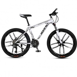 DGAGD Bicicleta DGAGD Bicicleta de montaña de 24 Pulgadas Bicicleta de Velocidad Variable para Adultos Freno de Disco Doble Bicicleta de Acero de Alto Carbono Diez Ruedas de Corte-Blanco_30 velocidades