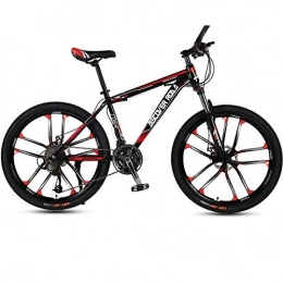 DGAGD Bicicletas de montaña DGAGD Bicicleta de montaña de 24 Pulgadas Bicicleta de Velocidad Variable para Adultos Freno de Disco Doble Bicicleta de Acero de Alto Carbono Diez Ruedas de Corte-Rojo Negro_30 velocidades
