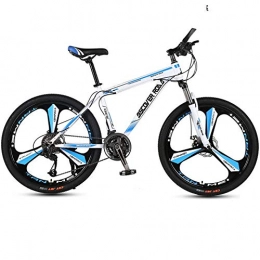 DGAGD Bicicletas de montaña DGAGD Bicicleta de montaña de 24 Pulgadas Bicicleta de Velocidad Variable para Adultos Freno de Disco Dual Bicicleta de Acero de Alto Carbono Rueda de Tres Hojas-Blanco Azul_21 velocidades