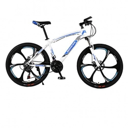 DGAGD Bicicletas de montaña DGAGD Bicicleta de montaña de 24 Pulgadas, Bicicleta de Velocidad Variable para Hombre y Mujer, Bicicleta de Freno de Doble Disco para Adultos, Rueda de Seis Hojas-Blanco Azul_30 velocidades