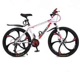 DGAGD Bicicletas de montaña DGAGD Bicicleta de montaña de 24 Pulgadas Bicicleta Masculina y Femenina de Velocidad Variable para Adultos Bicicleta de Freno de Disco Doble Rueda de Seis Hojas-Blanco Rojo_21 velocidades